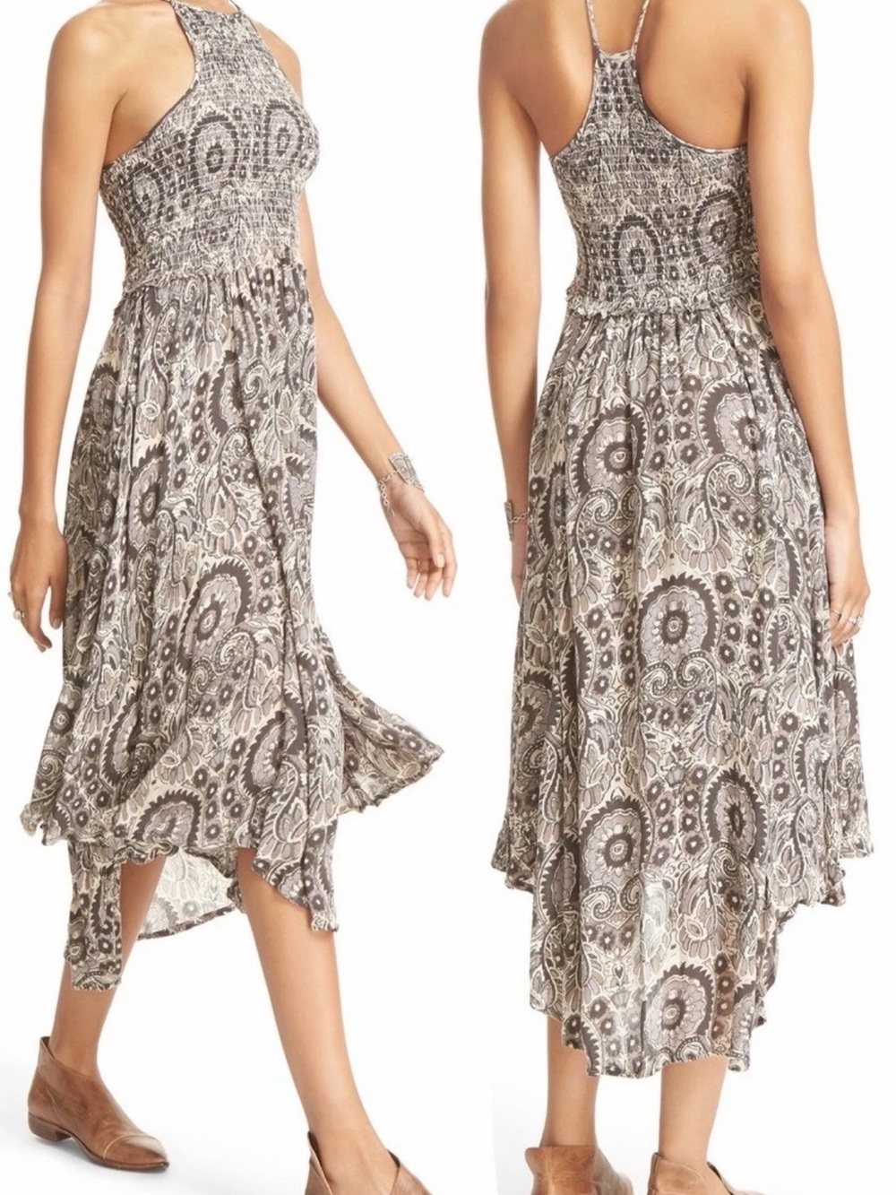 Free People OB506778 Neutral 'Season In The Sun' Smocked Slip Dress $108